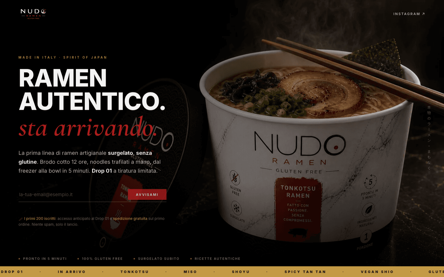 Homepage di NUDO Ramen